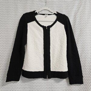 J Crew Boucle Double Zip Jacket in Black & White